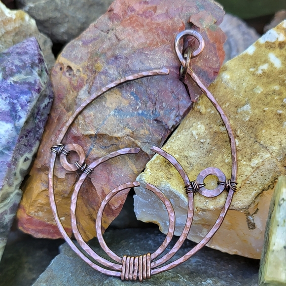 Handcrafted Hammered Copper Pendant - Picture 1 of 2